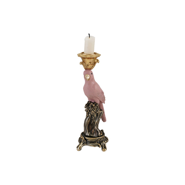 Resin Pink Parrot Taper Holder