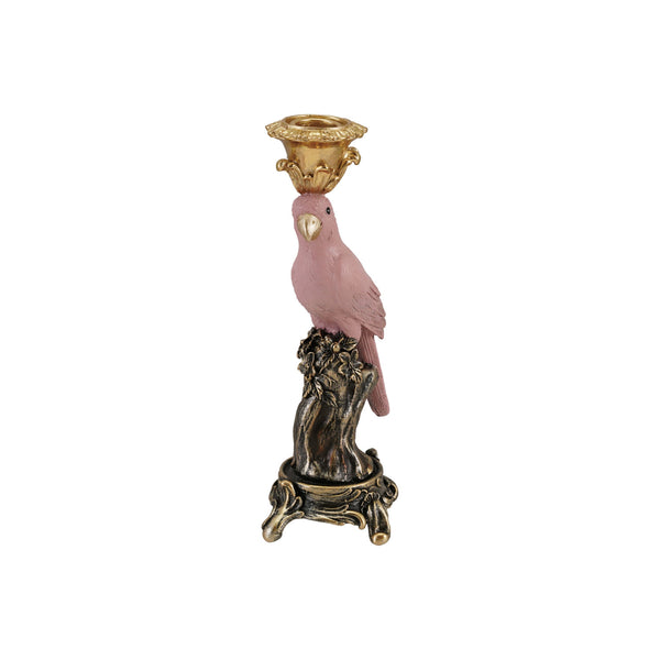 Resin Pink Parrot Taper Holder