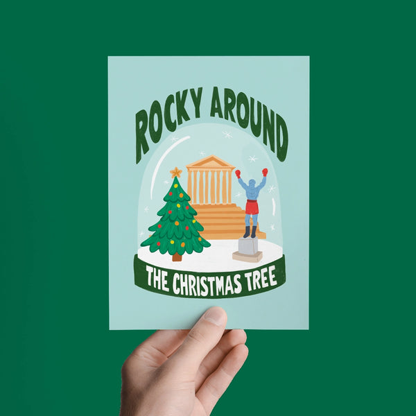 Rocky Around The Christmas Tree Christmas Holiday Greeting Card