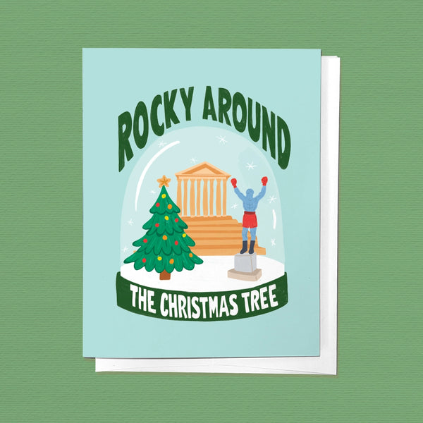 Rocky Around The Christmas Tree Christmas Holiday Greeting Card