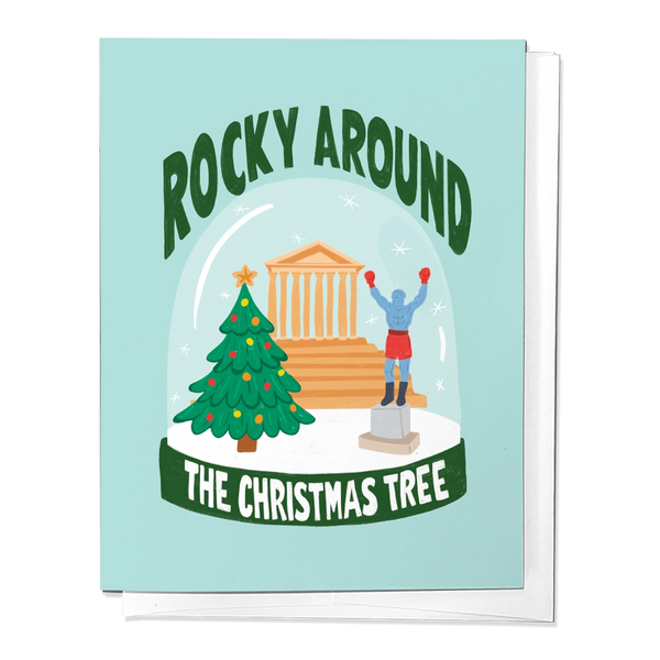 Rocky Around The Christmas Tree Christmas Holiday Greeting Card
