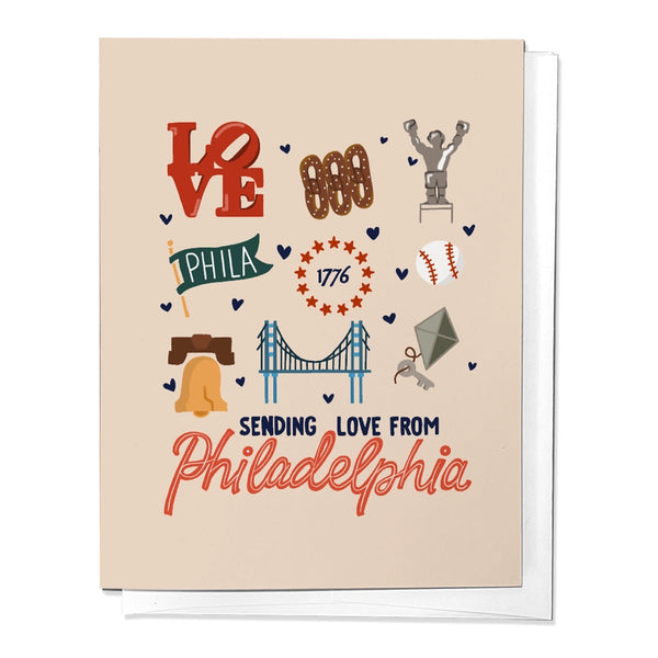 Sending Love From Philadelphia Icons Valentine's Day Greeting Card