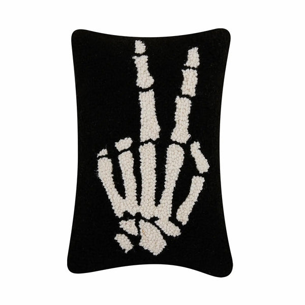 Skeleton Peace Hand Hook Pillow