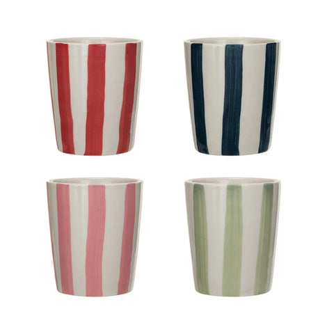 Hand-Painted Stoneware Cup w/ Stripes