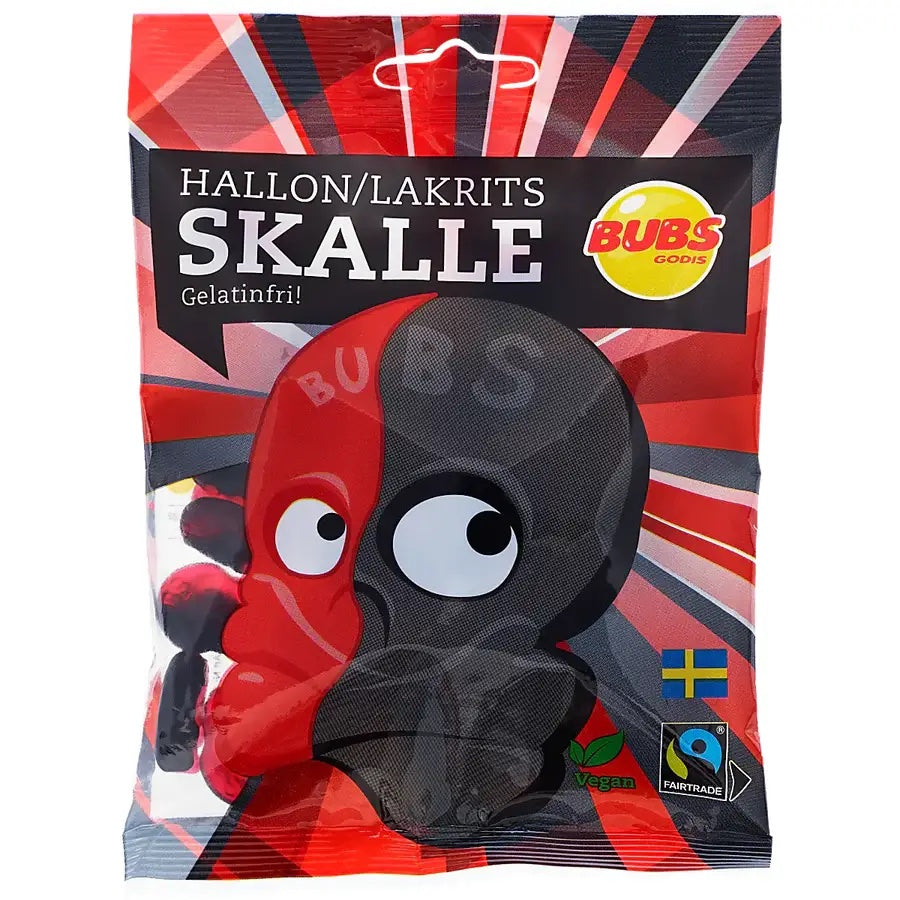 Swedish Candy Bubs Raspberry & Licorice Gummy Skulls