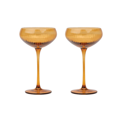 Here's How The Lou Coupe Glass Set - Amber