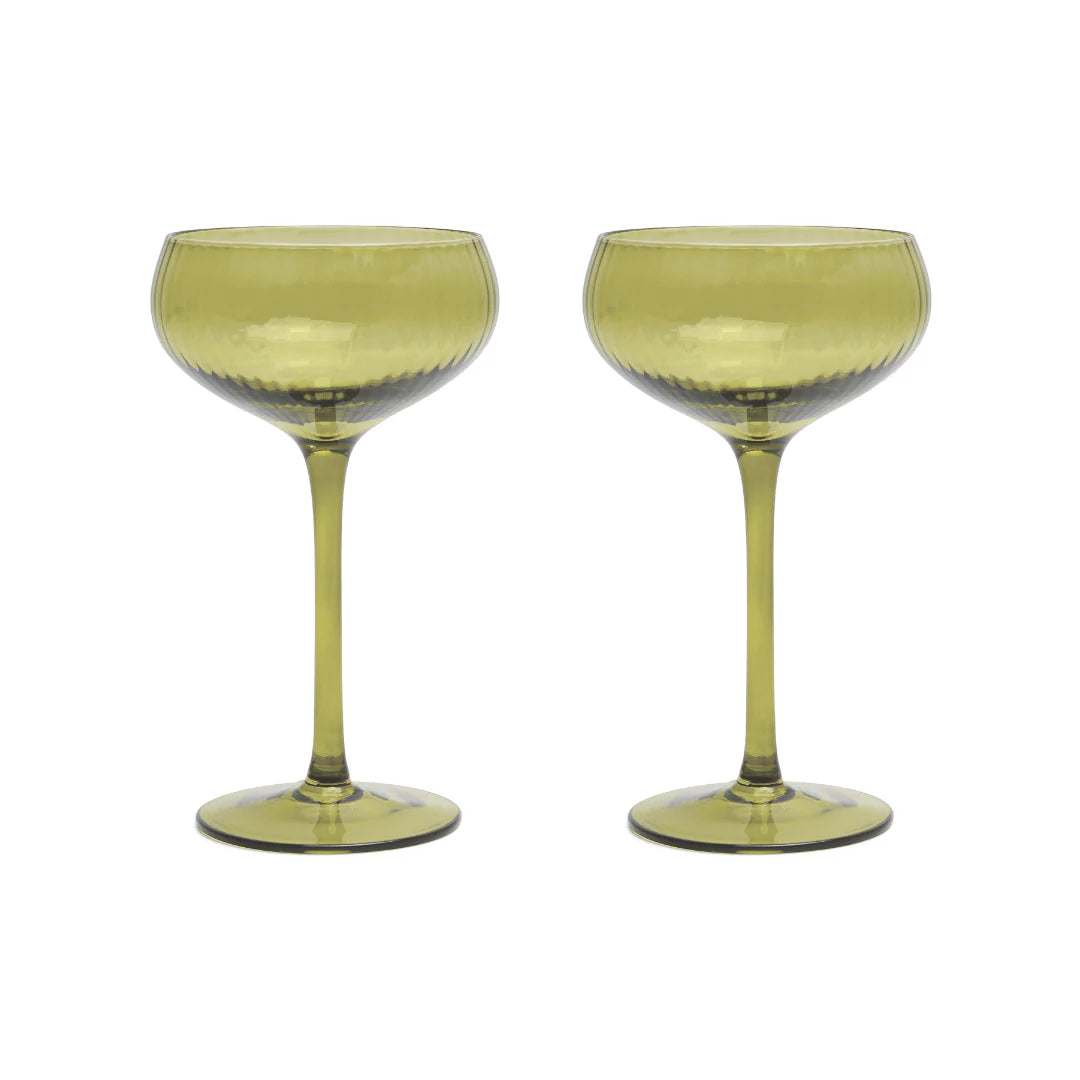 Here's How The Lou Coupe Glass Set - Olive