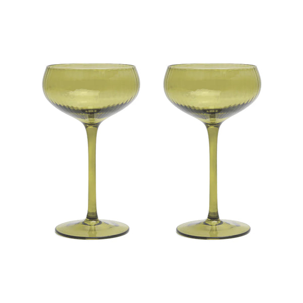 Here's How The Lou Coupe Glass Set - Olive