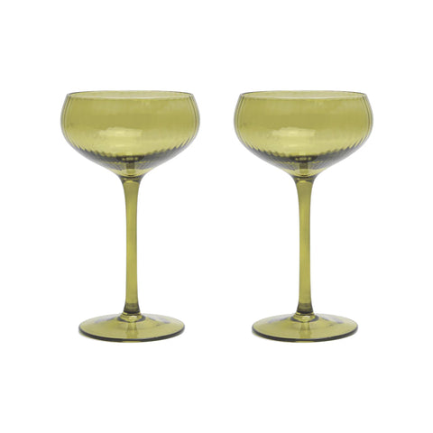 Here's How The Lou Coupe Glass Set - Olive
