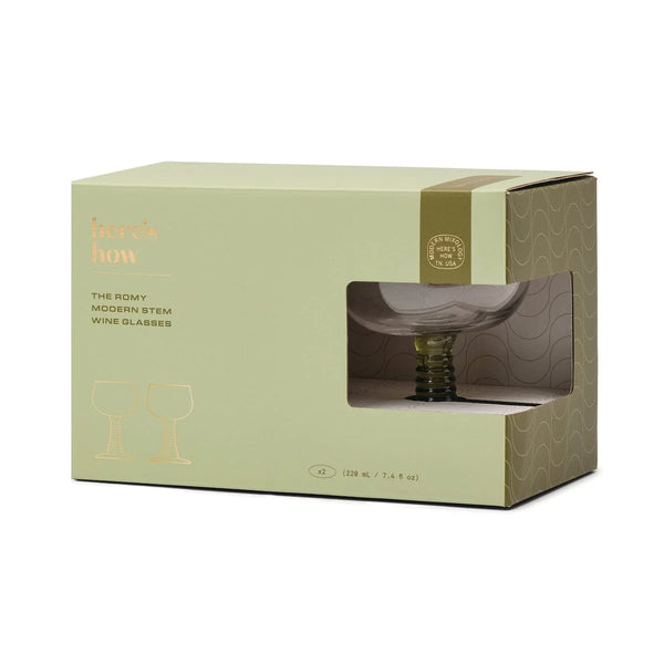 Here's How The Romy Wine Glass Set - Olive