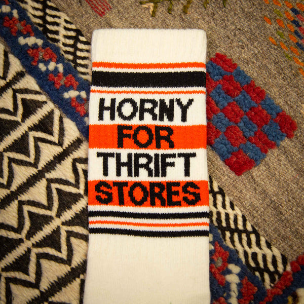 Horny For Thrift Stores Unisex Socks