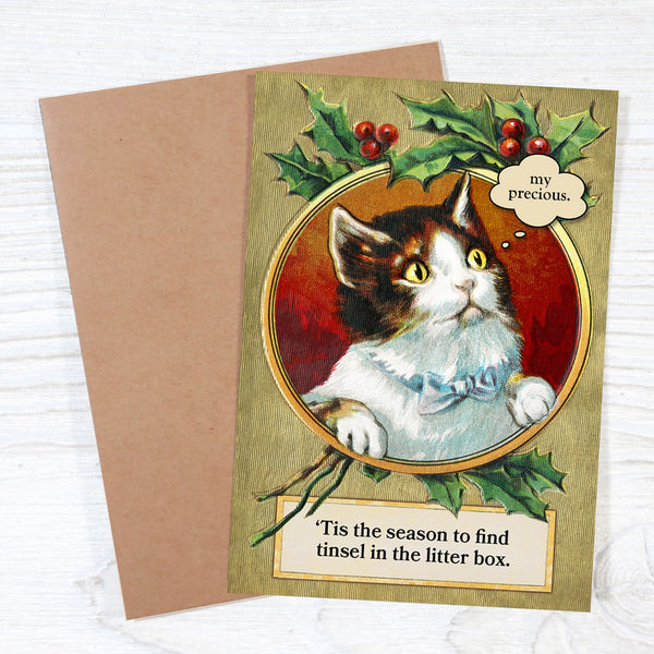 Tinsel Litter Box Holiday Greeting Card