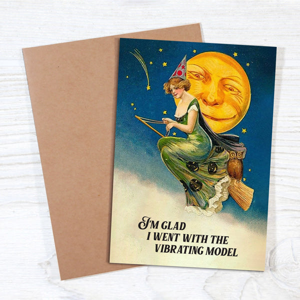 Vibrating Model Witch Halloween Greeting Card
