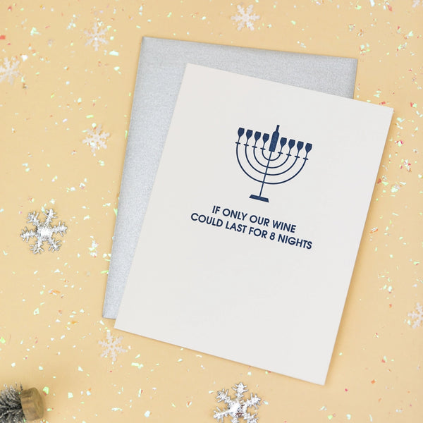Wine For 8 Nights Hanukkah Greeting Card