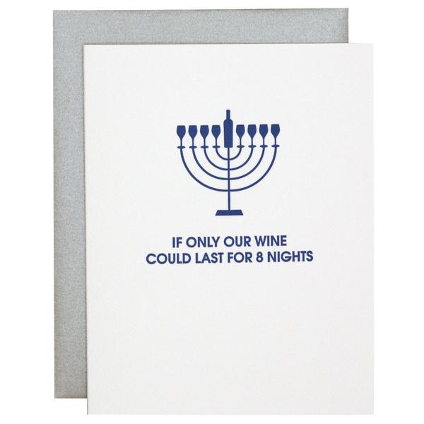Wine For 8 Nights Hanukkah Greeting Card