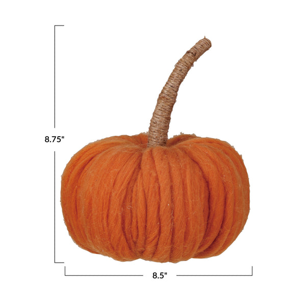 Wool Pumpkin with Jute Stem