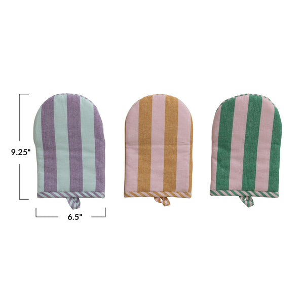 Woven Cotton Striped Oven Mitt - 3 Colors
