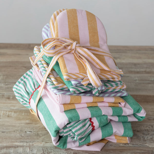 Woven Cotton Striped Oven Mitt - 3 Colors
