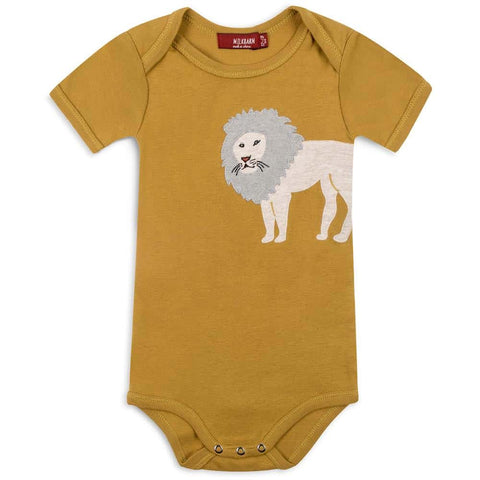 Lion Appliqué Organic Cotton Short Sleeve Onesie