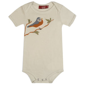 Blue Bird Appliqué Organic Cotton Short Sleeve Onesie