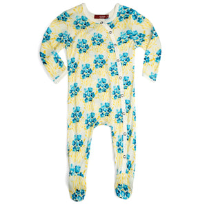 Bamboo Sky Floral Footed Romper