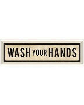 Wash Your Hands White Street Sign