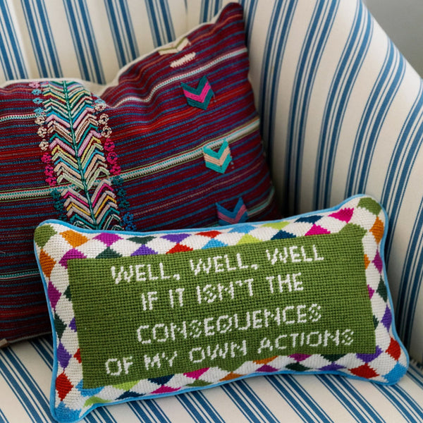 Well Well Well Needlepoint Pillow