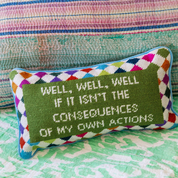 Well Well Well Needlepoint Pillow