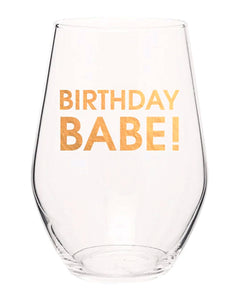 Birthday Babe Gold Foil Stemless Wine Glass