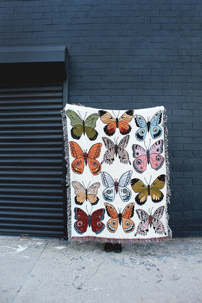 Butterfly & Moth Cotton Throw Blanket