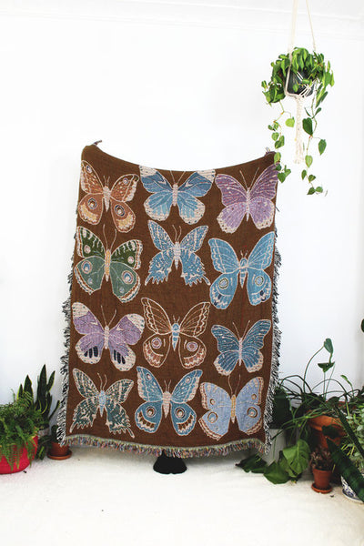 Butterfly & Moth Cotton Throw Blanket