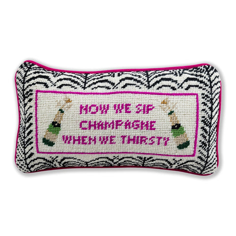 Now We Sip Champagne Needlepoint Pillow