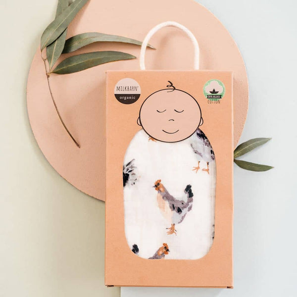 Milkbarn Duck Organic Cotton Muslin Swaddle Blanket