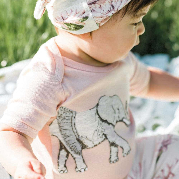 Tutu Elephant Appliqué Organic Cotton Short Sleeve Onesie