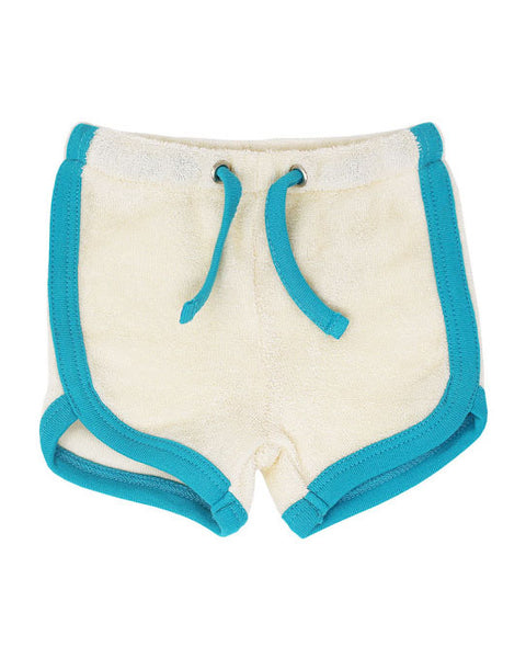 L'ovedbaby Organic Terry Cloth Track Shorts- Teal
