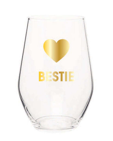 Bestie Gold Foil Stemless Wine Glass