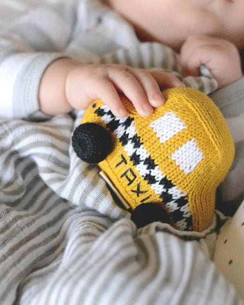 Organic Cotton Taxi Baby Rattle