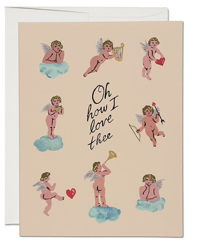 Oh How I Love Thee Little Cupids Valentine's Greeting Card