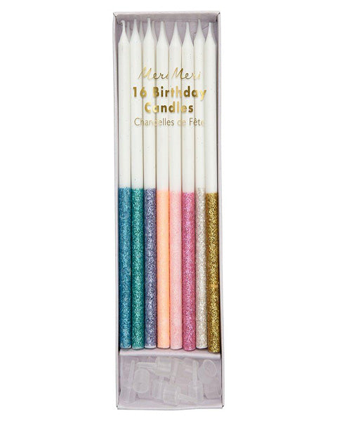 Multicolor Glitter Dipped Candles