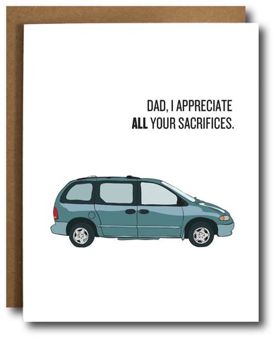 Minivan Sacrifice Father's Day Greeting Card