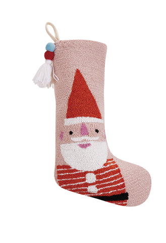 Santa Hook Stocking with Pom Pom Tassel